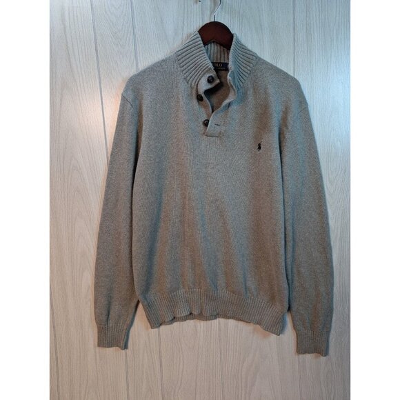 Polo Ralph Lauren 1/4 Button Pullover Sweater Mens Size 2XL Gray Long Sleeve - Picture 1 of 8